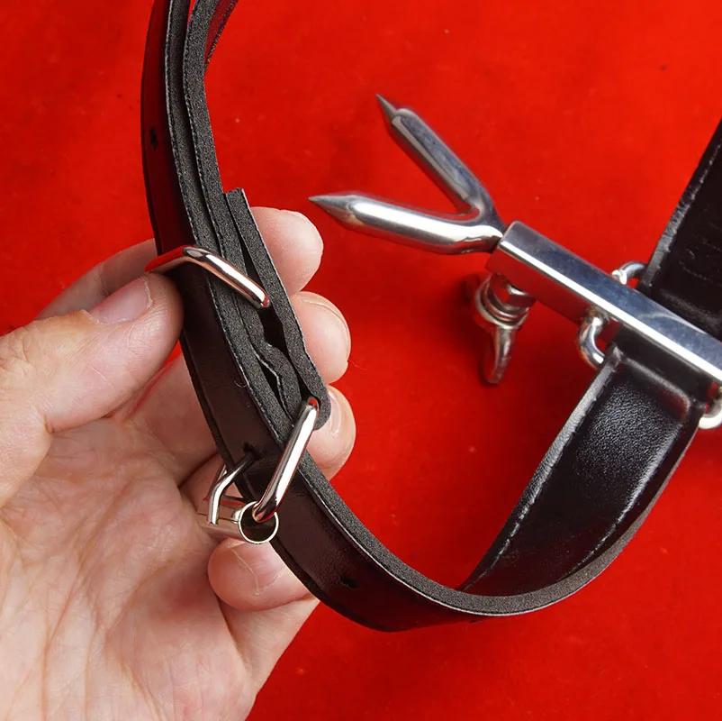 Bdsm Faux Leather Posture Collar With Adjustable Prong Restraints_voghion.com
