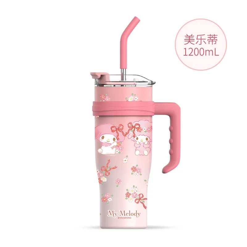 1200ml Sanrio Kuromi Thermos Bottle Cinnamoroll Sippy Water Cup