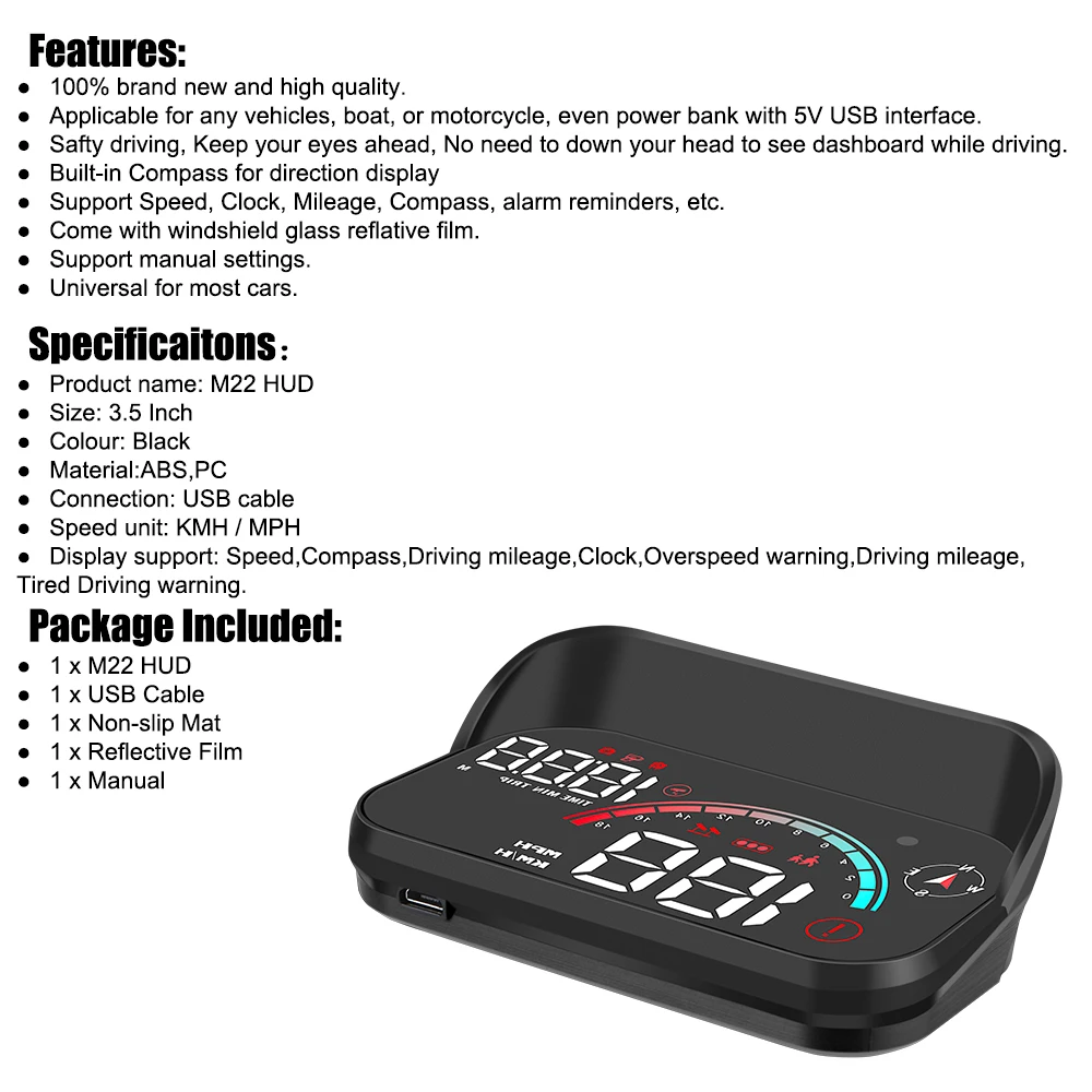  ˶ Ʈ ӵ  , M22 HUD ڵ  ÷, RPM MPH , GPS ħ ð, ӵ 跮