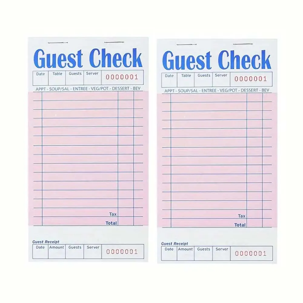 Premium Guest Check Notepads for Servers - 50 Sheets Each (2/6 Pack Options)