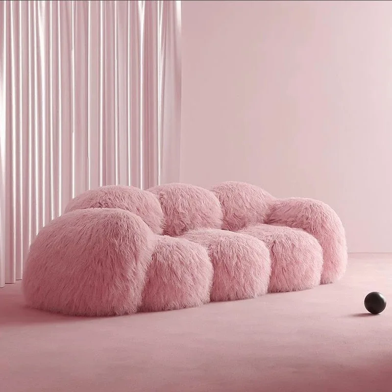 

Modern Light Luxury Internet Celebrity Plush Lazy Sofa Pink Tatami Nordic Style Minimalist Small Apartment Bedroom Single