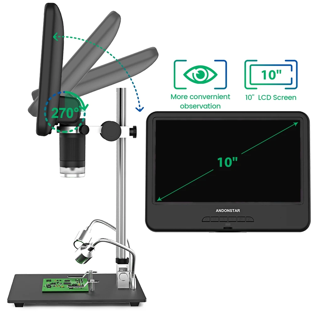 Andonstar AD210 Digital Microscope 12 Million Pixels IPS Touching Screen 260X Magnification Soldering Microscope LED Fill Light 5