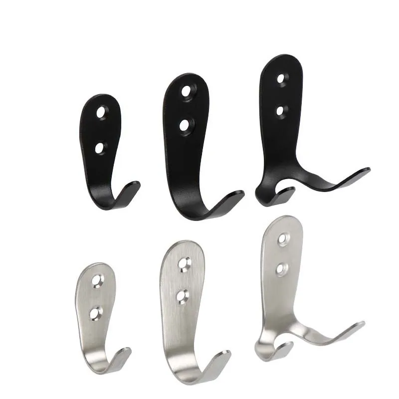 

5pcs Stainless Steel Single Hook Black Coat Hook Single Hook Solid Coat Hook Home Hotel Kitchen Bathroom Partition Coat Hook