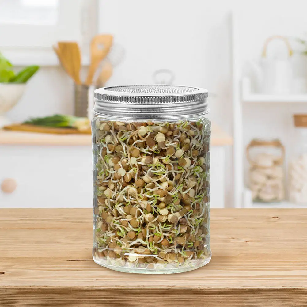 8 Coperchi In Acciaio Inox Per Barattoli A Bocca Larga - Fai Germogliare Semi In Casa! Filtro E Colino, Adatto Anche Per Microgreens, Senza BPA