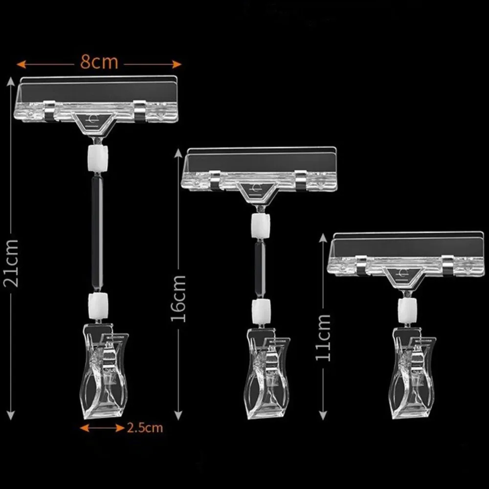 Transparent Plastic Card Display Stand Double Clips Card Business Advertising Folder 3.3&rdquo;4.95&rdquo; Sign Adjustable Holder Loripos