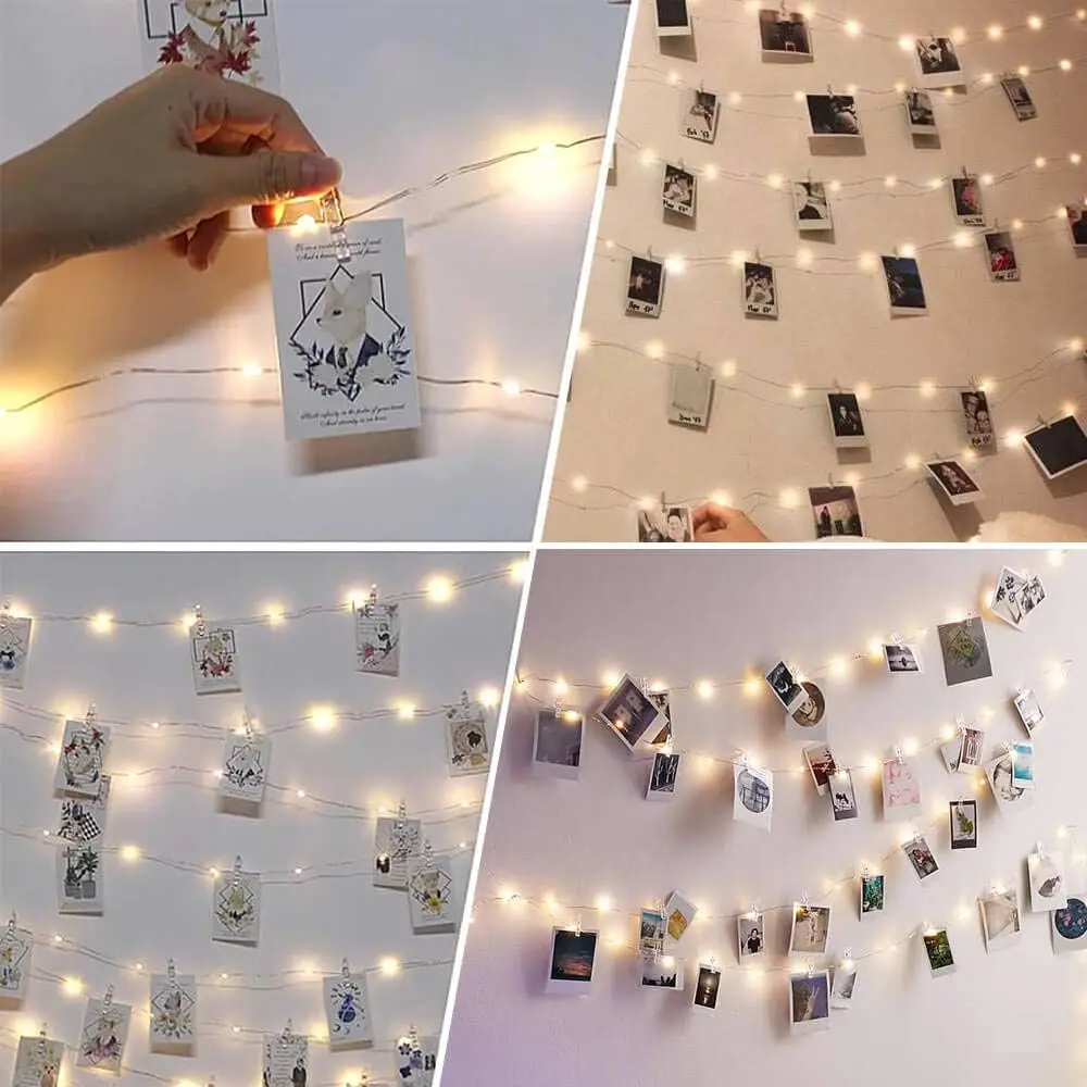 Decorative Lights Photo Clip String Lights LED String Lights LED Fairy Lights String Lights USB Powered With Clips For Bedroom Party