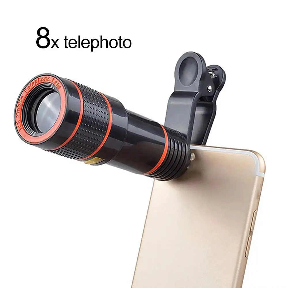 Clip-on 12x Phone Lens Optical Zoom HD Telephoto Camera Macro Lens Kit For  Universal Mobile Phone Smartphone Telescope Focus