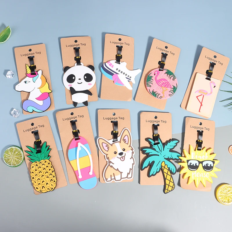 1PCS Luggage Tag Creative Cartoon Suitcase Fashion Style Silicon Luggage Name ID Address Label Portable Travel Accessories Label