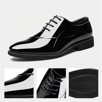 Men's Dress Shoes Classic Modern Formal Business Oxford Comfortable Tuxedo Casual Lace Up Derbys Shoes For Men 2