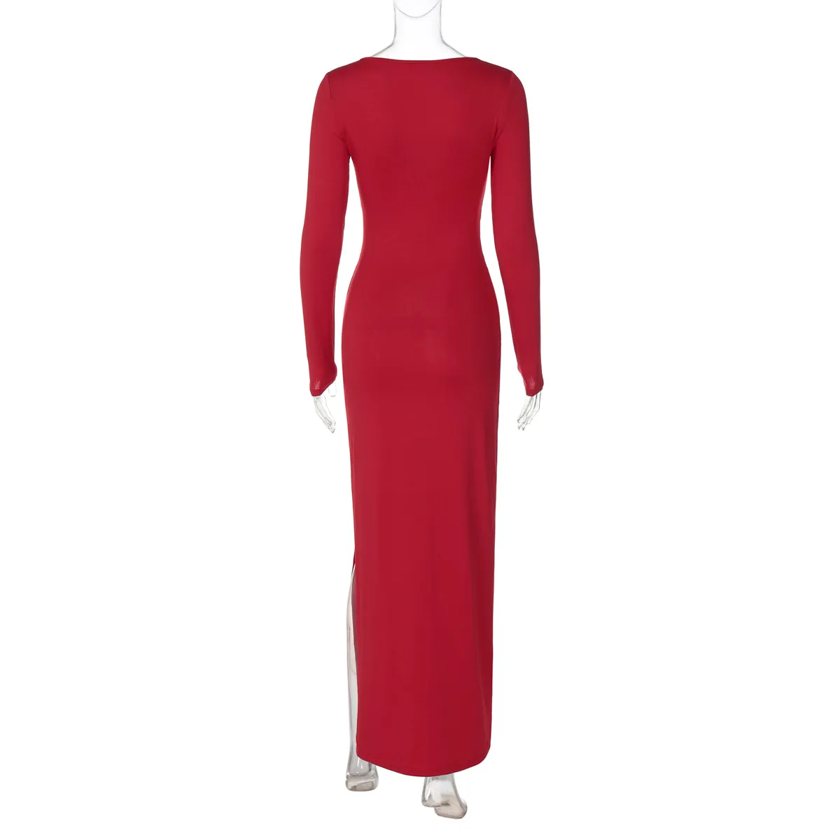 Black Fashion Lace-Up Long Dress For Women Skinny High Waist Patchwork Side Split Elegant Dress Female Party Maxi Dress