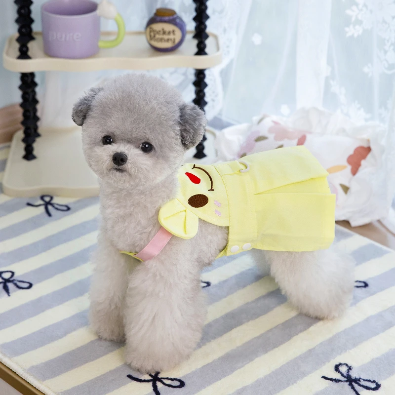 Cute Dog Spring and Summer Skirt Cartoon Bear Embroidery Kitten Puppy Breathable Vest Funny Pet Dress Up Clothing