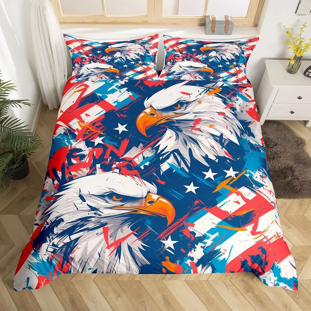 Eagle Duvet Cover Set Queen Size for Adults Animals Pattern Bedding Set Stylish Decorative Bird Comforter Cover