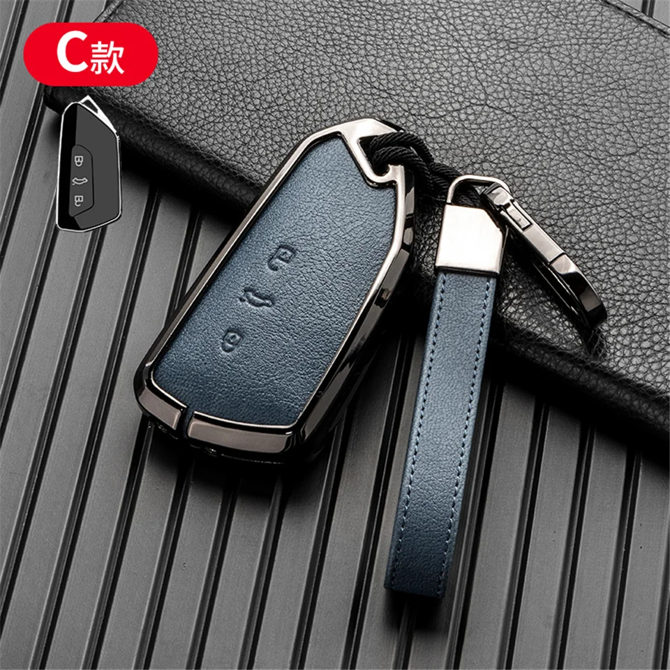 Custodia per chiave auto in lega di zinco pelle per VW Golf 8 Mk8 2020 per Skoda Octavia 4 8 A8 MK4 VAG Group 2021 accessori per auto sedile - S78caadd85e3c4d5a969467364455b5beB