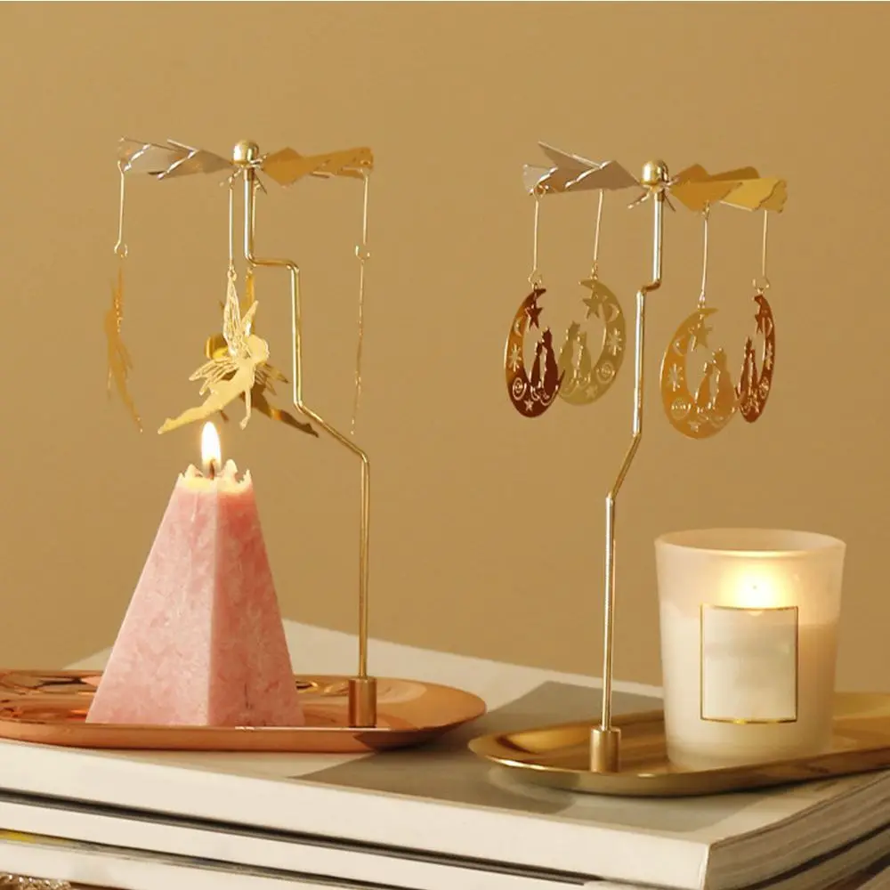 Gold Tealight Home Decoration Spinning Rotating Candle Holder Candlestick candle holders