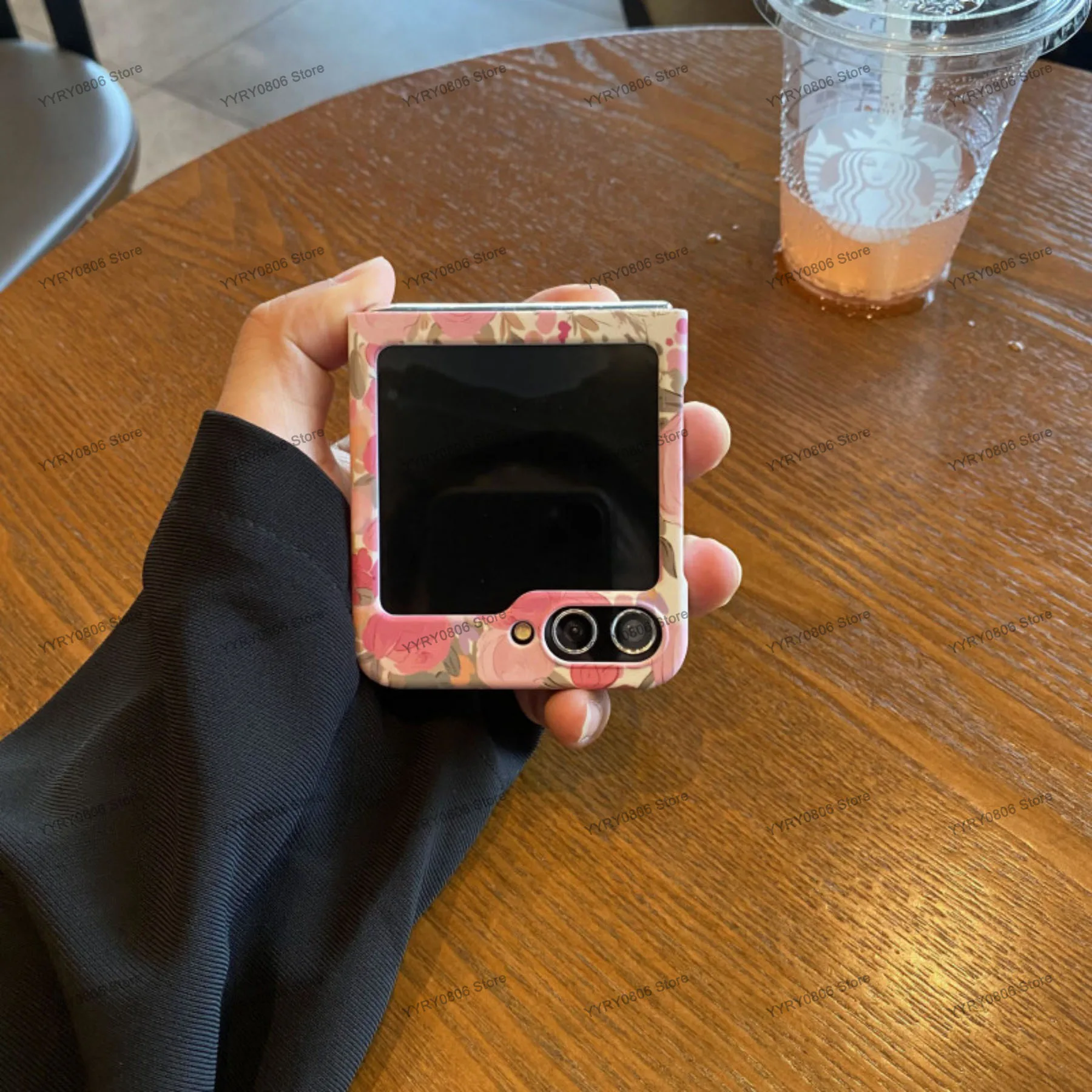 Cute Korean Rose Kitten Phone Case with Cherry Pendant Wristband