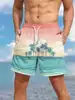 2024 Summer 3D Prints Hawaiian Vacation Style Printing Shorts Men's Casual Board Shorts Swim Trunks Drawstring Breathable Short 3