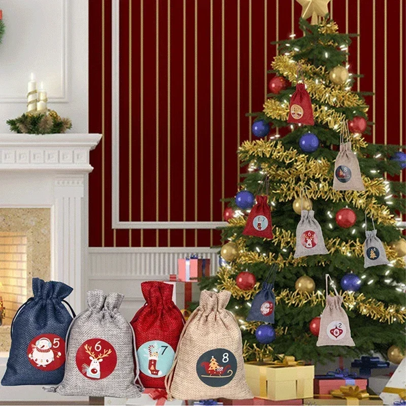 Christmas paper stickers 24pcs/sheet Cookie Candy Seal Stickers DIY Gift Packaging Labels Xmas Decor Merry Christmas Advent Calendar Number Paper Sticker