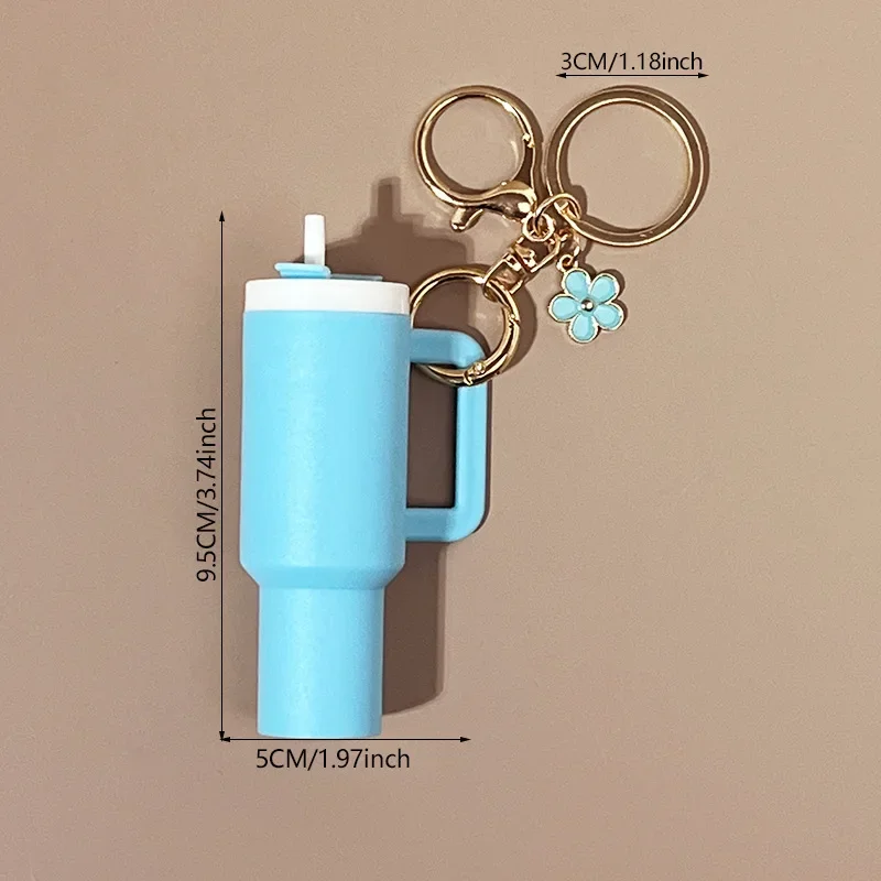 Mini Cup Keychain for Stanley Water Bottle Accessories Lip Balm Cute Tumbler Cup Handle Decoration