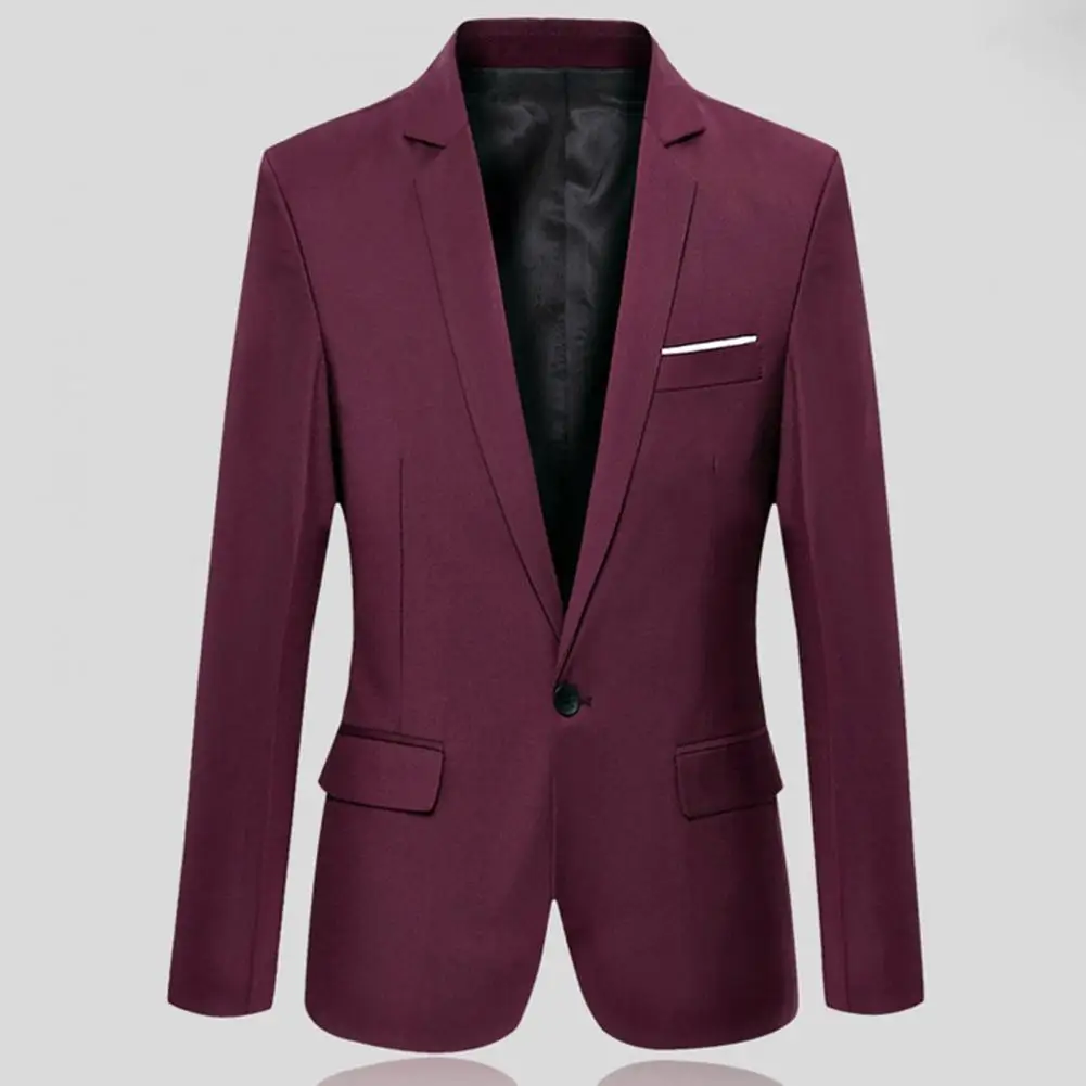 Men Solid Color Flap Pockets Suit Jacket Blazer Classic Casual Business Single Button Lapel Jacket men suit jacket