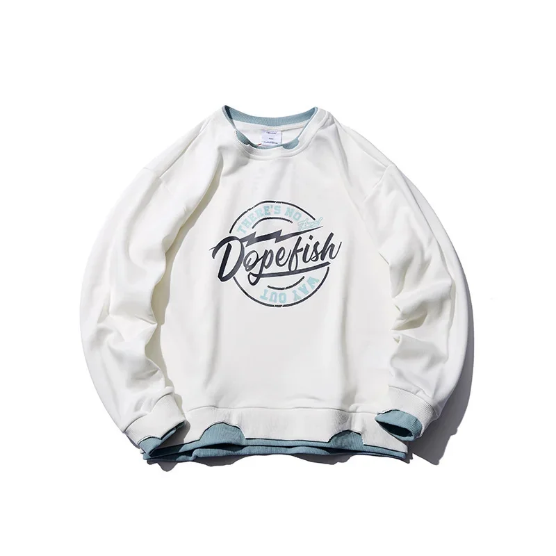 

Autumn Fake Two Letter Printed Sweater Loose Bulky Leisure Trend Couple's T-shirt Outdoor Sports Tenis Trekking Camping Tops
