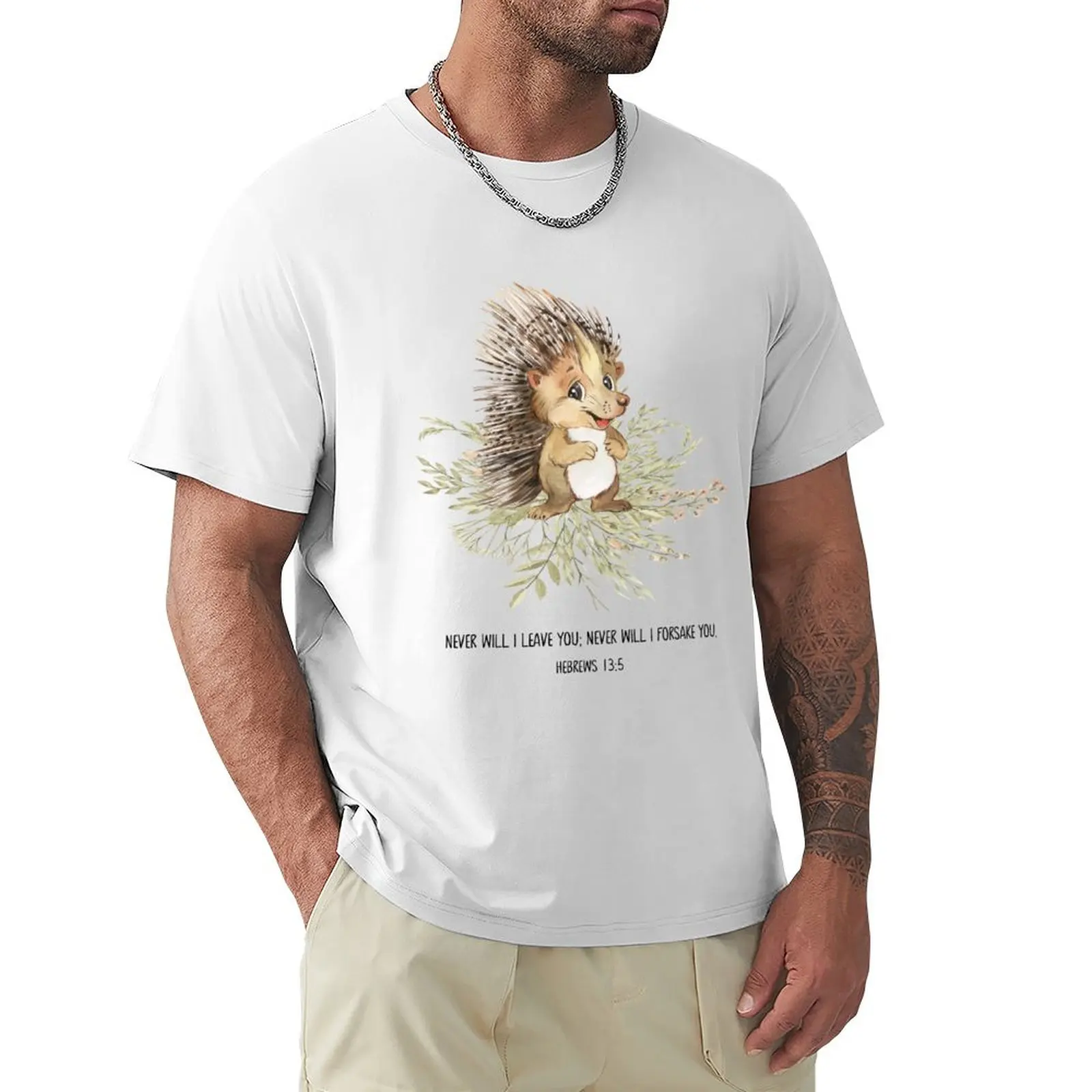 

Never Will I leave you, Bible, Forest Animals, Woodland Animals, Watercolor Scripture T-shirt