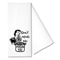 Don't Make Me Poop You' White Waffle Tea Towels - Humorous Kitchen Decor & Gifts - 30x70cm (Tea Towel)