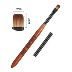 UV Gel Nail Art Brush Pen - Professional Manicure Tool for Acrylic and Phototherapy Nails (Brown - flat circular)