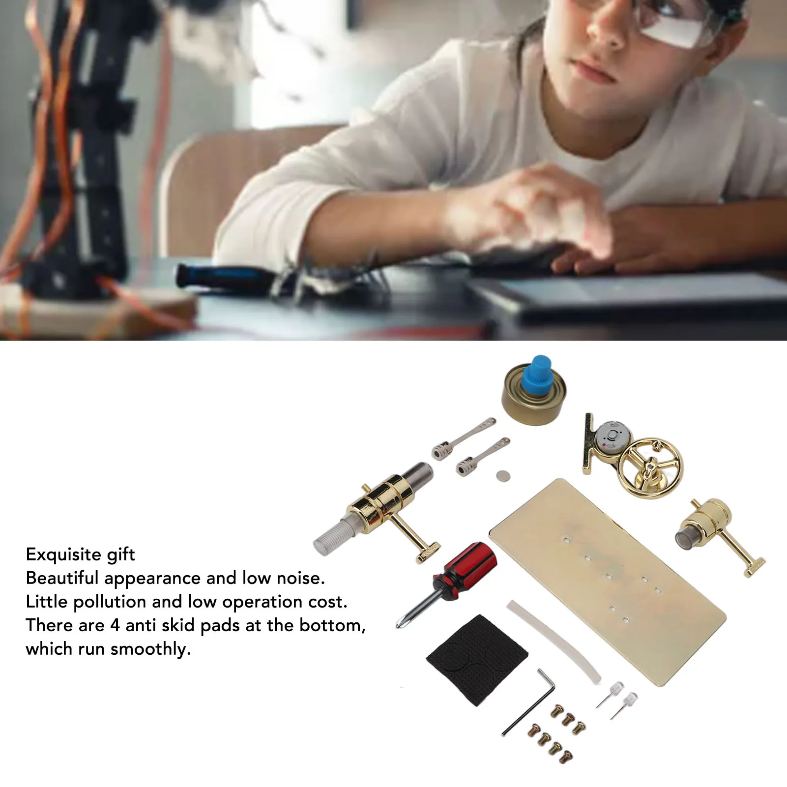 Stirling Engine Model Kit Low Noise Smoother  Easy to Assemble Stirling Engine Motor  for Kids Stirling Engine