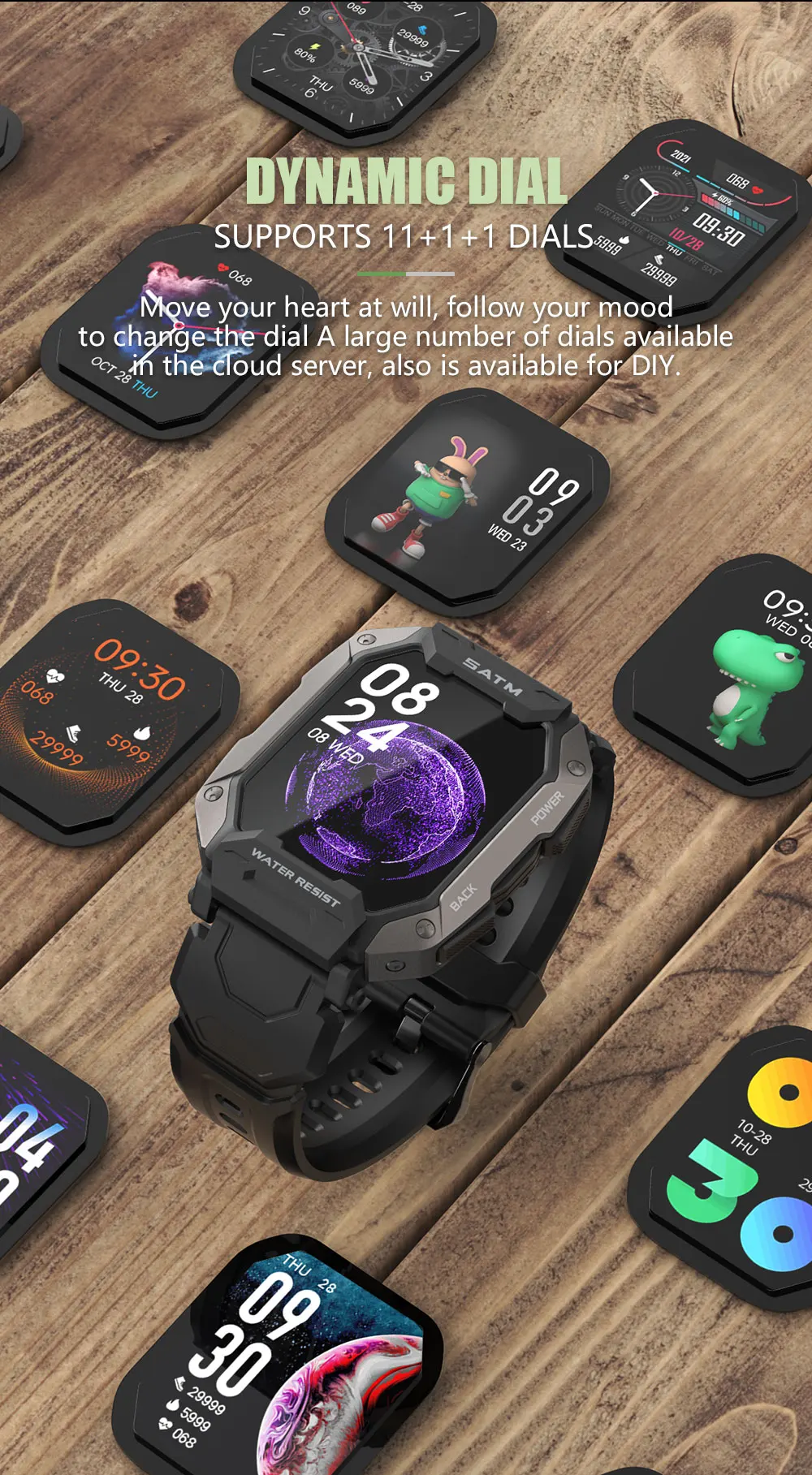 KALOSTE Smart Watch 2022 New Outdoor Sport Smart Watches Heart Rate Blood Pressure 5ATM Waterproof Bluetooth Smartwatch For Mens