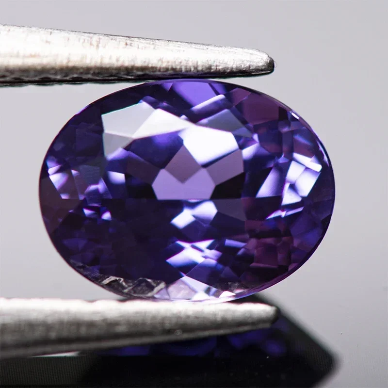 Lab Grown Sapphire Purple Blue Color Oval Shape Gemstone Beads for Diy Jewelry Making Material Selectable AGL Certificate