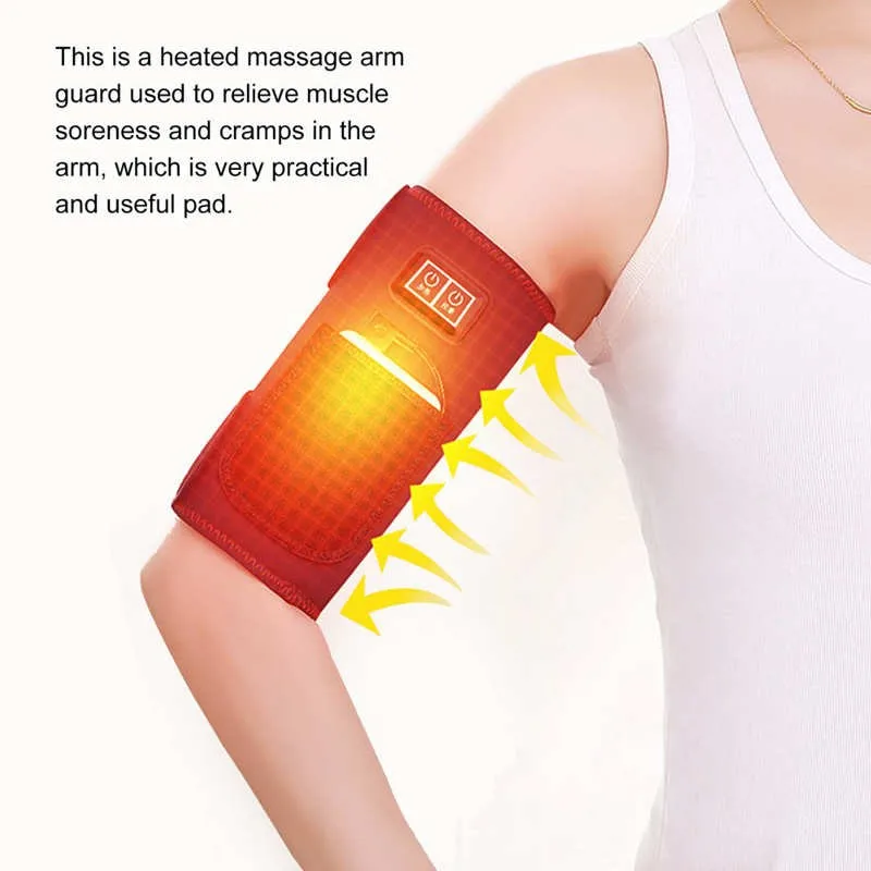 Electric Heating Vibration Massage Arms Brace Support Belt Massage Therapy Wrap Pad For Elbow Injury Pain Relief Rehabilitation 1