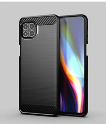 Sleek Carbon Fiber Rubber Silicone Phone Case - 6.7 Inch for Moto One 5G (Black)