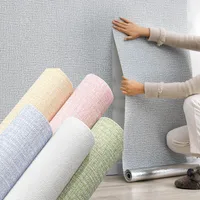 50cmX2.8/5/10m Linen Solid Color 3D Thickened Waterproof Foam Self-adhesive Background Wall Renovation Wallpaper Wall Stickers 1