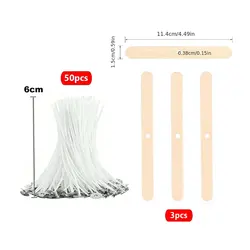 Candle Wicks Set with Holder - 53-Piece Smokeless Cotton Wicks for Crafting Soy and Oil Wax Candles (6cm)