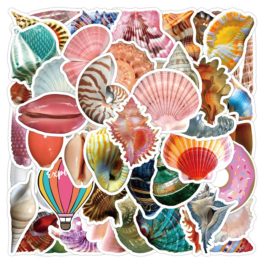 

10/30/50pcs Cute Shell Stickers Aesthetic Colorful Conch Decals DIY Notebook Laptop Suitcase Phone Fridge Bike Kids Toys Gifts