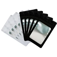 100pcs Matte Black White Mylar Flat Zip Lock Plastic Package Bags Smell Proof Aluminum Foil Plastic Zip Bag Pouches with Window 1