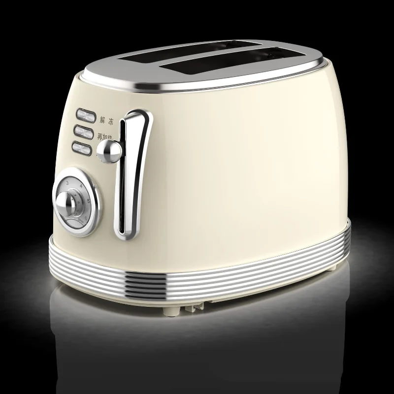 Toaster 1PC Glossy Retro Stainless Steel Toaster Household Multifunction Breakfast Heating Sandwich Toast Bread 6
