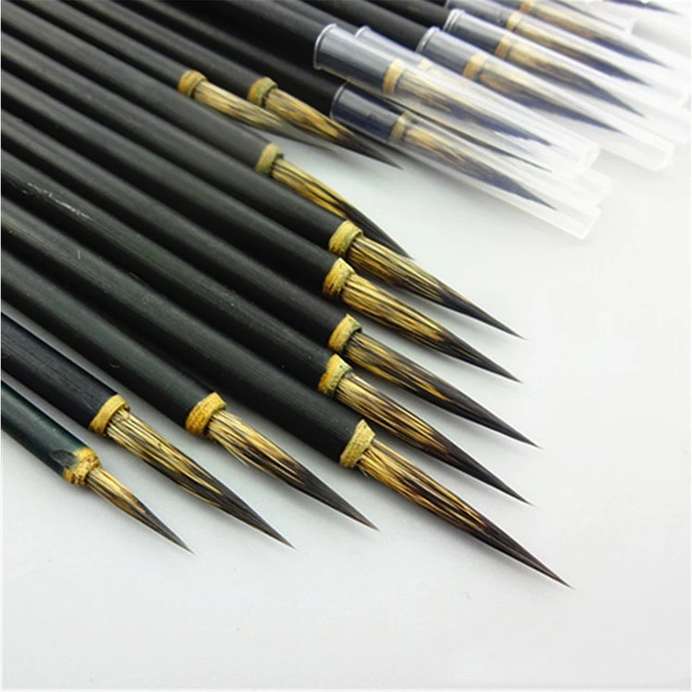 

3pcs/set Hook Line Fine Paint Brush Copper Head Chinese Calligraphy Brush Pen Paint Brush Art Stationary Oil Painting Brush