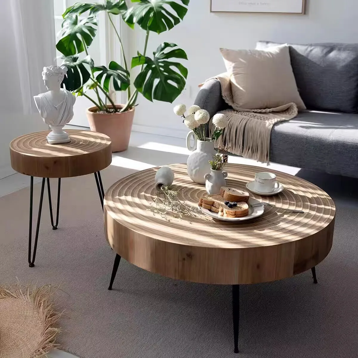 Modern Nordic Coffee Table Luxury Industrial Aesthetic Unique Coffee Table Space Saving Moving Wood Couchtisch Home Furniture
