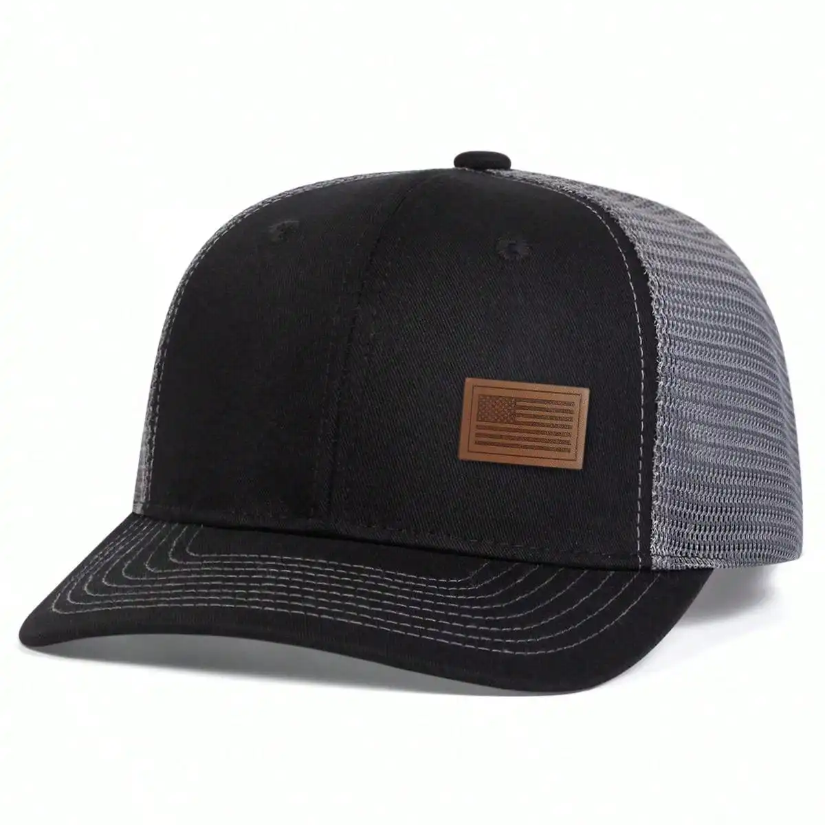 Unisex-Baseballkappen mit amerikanischer Flagge und Lederetikett, für Frühling und Sommer, Sonnenschutz, verstellbare Freizeit-Trucker-Hüte – Detail 6