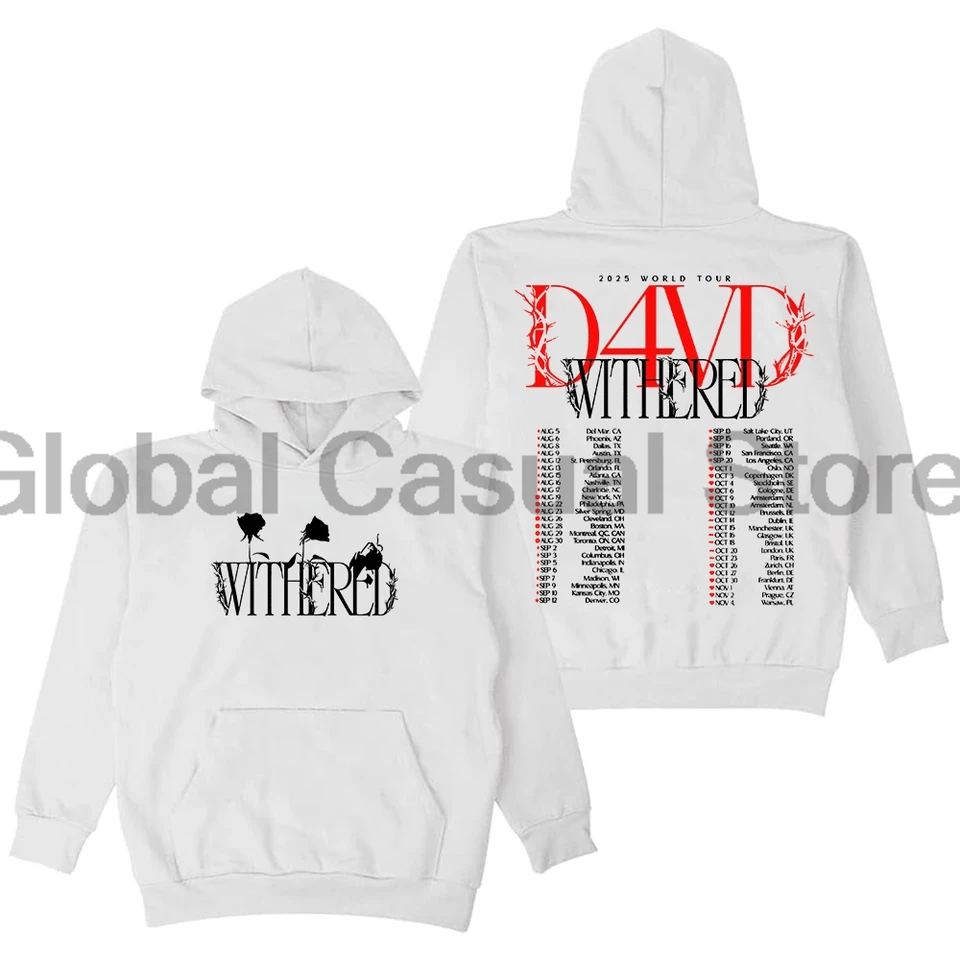 【US限定】D-DAY Tour Merch Sweatshirt D4vd Withered World Tour 2025 Hoodie Long Sleeve Streetwear Women