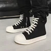 Unisex High Top Canvas Shoes Thick Bottom Casual Zipper Couples Style Trendy Men Women Shoes Wear Resistant Cement Ground
