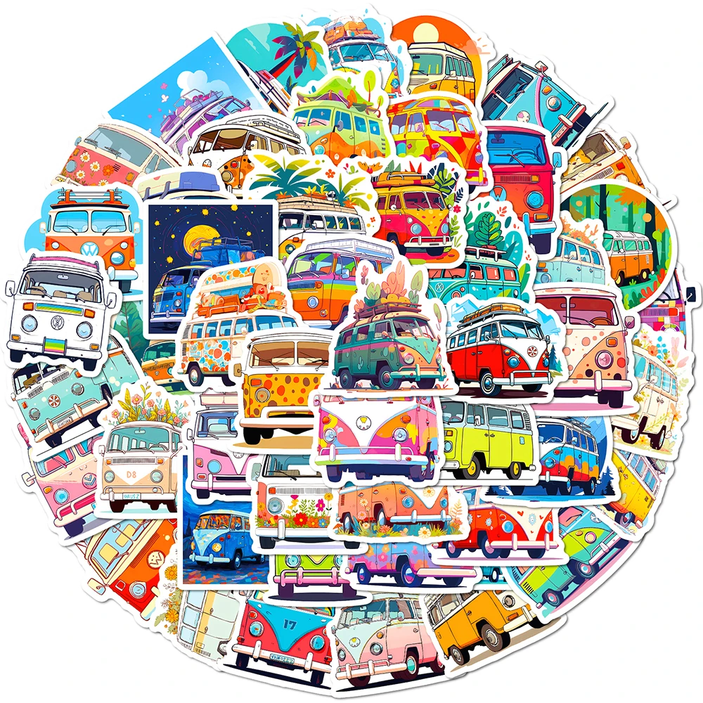 10/50pcs Cartoon Cute Transportation Bus Varied Sticker Pack for Kids Scrapbooking Luggage Laptop Car Decoration Sticker Decals 24pcs full set series korean silk star laser decorative stickers diy scrapbooking decoration material stickers kawaii stationery