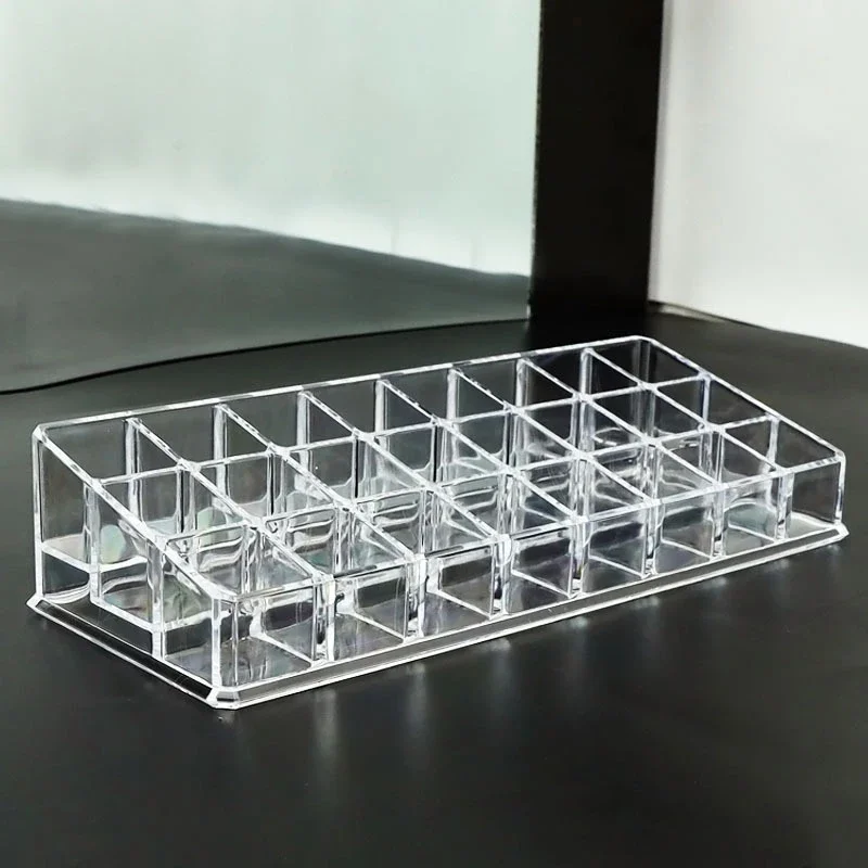 24 Lattices Acrylic Lipstick Organizer Lip Gloss Container Plastic Nail Polish Storage Box Makeup Holder Cosmetics Display Rack 4