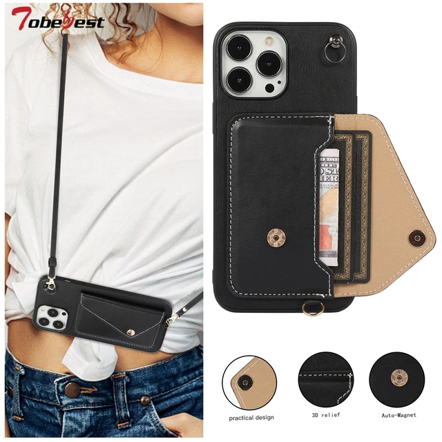 Crossbody Iphone 14 Pro Case Luxury Case  Iphone 13 Pro Max Cover Wallet  Strap - Mobile Phone Cases & Covers - Aliexpress