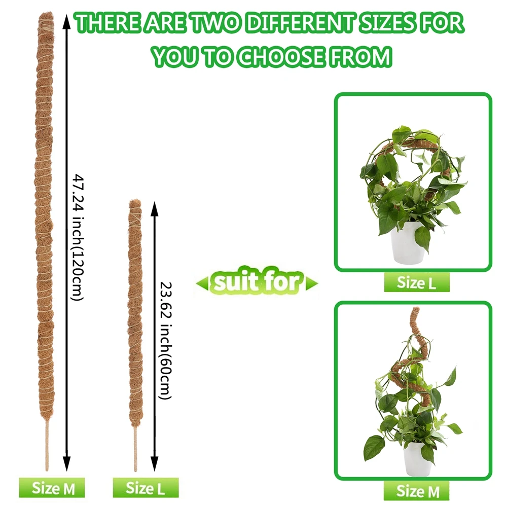 Bendable Coco Coir Moss Pole Plant Cage Climbing Pole Plant Support Extension for Monstera To Grow Upward Garden plant climbing support plant stem support plant support stick
