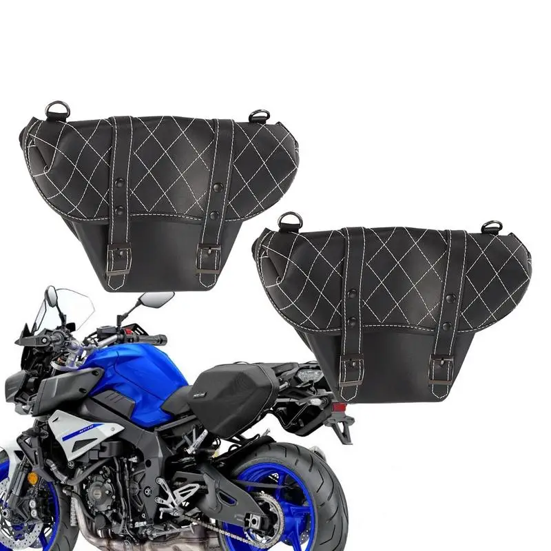 Motorcycle Panniers 2PCS Vintage Leather Tool Side Bag Universal Motorcycle Saddlebags Side Tool Pouch Storage Tools Pouch Bad