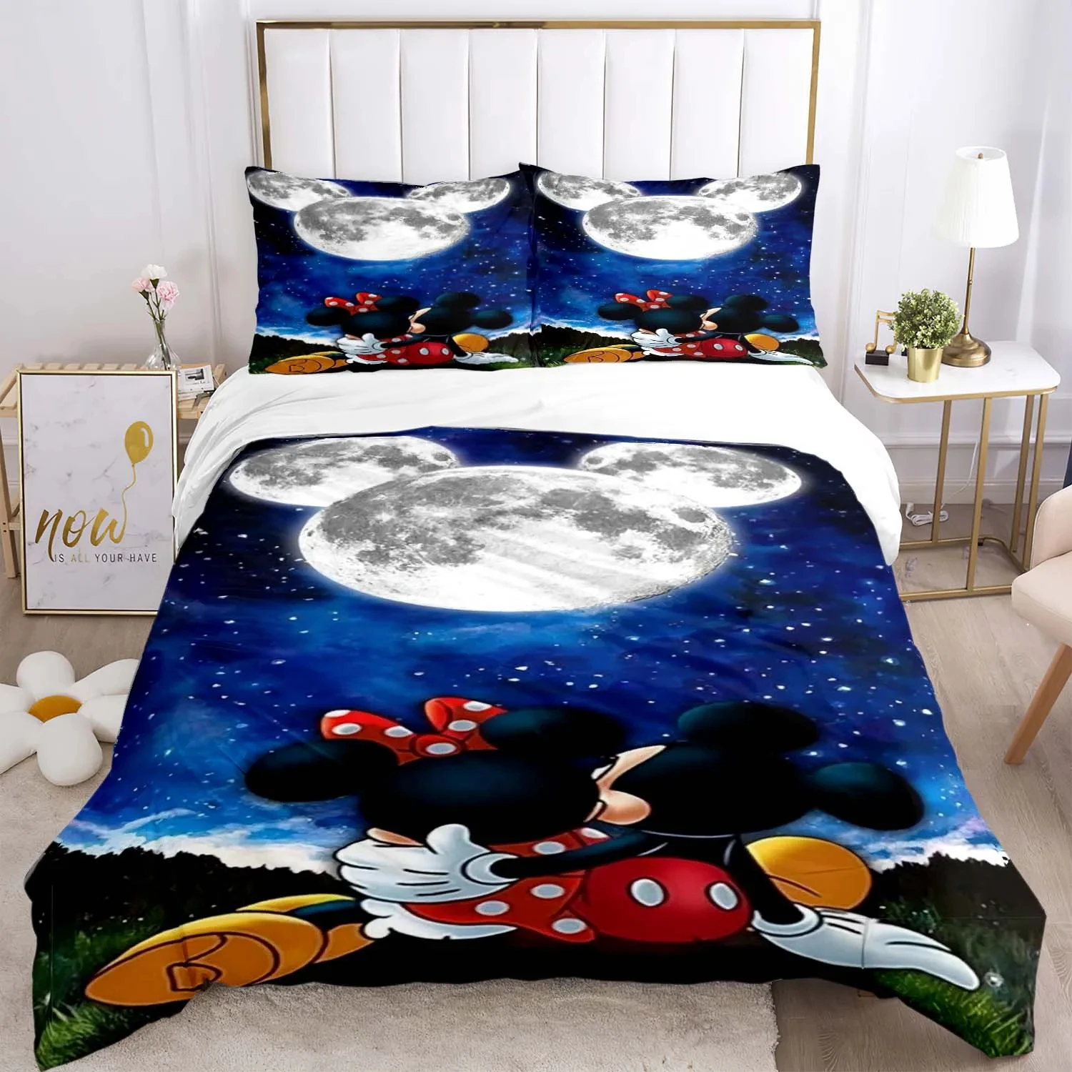 

Cute Cartoon Mickey Duvet Cover Set Minnie Bedding Mouse Quilt Set Multi-size Quilt Anime Bedding Set Children's Room Bedroom