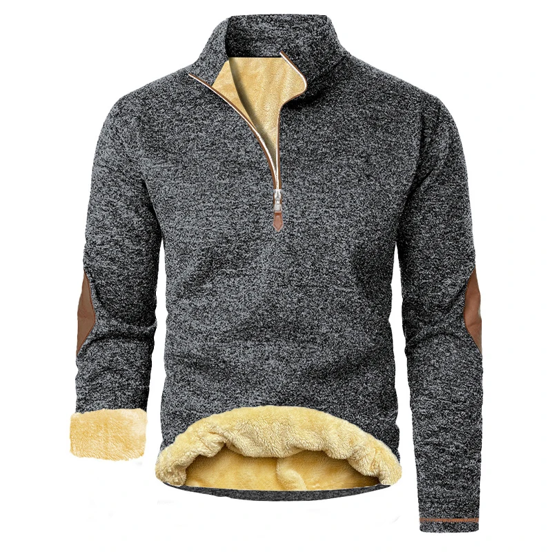 Animal Game Men's Zipper Polo Shirts Casual Sweatshirt Sherpa Lined Thermal Tshirt Heavyweight Long Winter Fleece Pullover Shirt