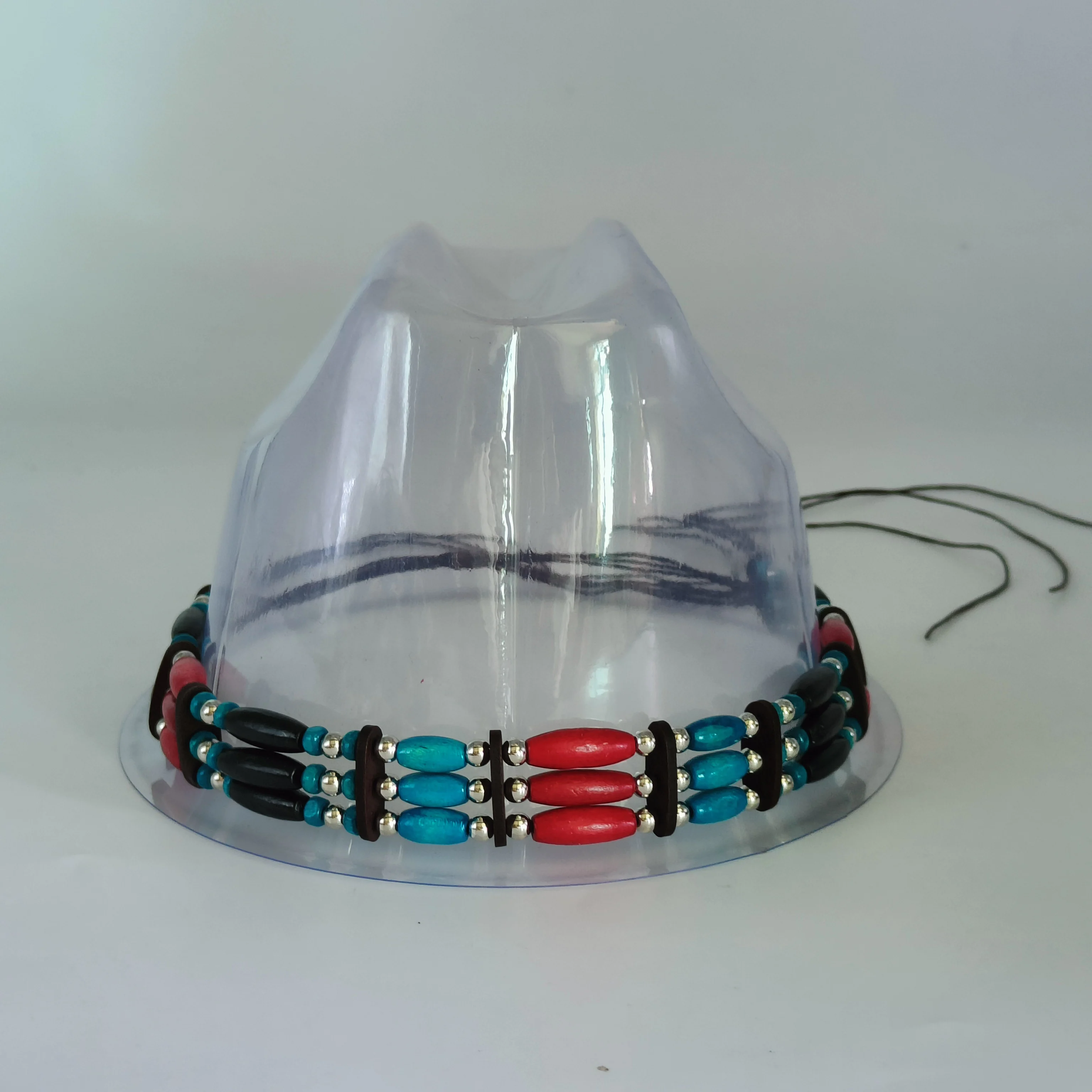 Türkis Hut Zubehör Haar böhmische gefärbte Holzperlen Hutband Fedora Hut Dekoration Strohhut Band Taille Seil Großhandel – Detail 1